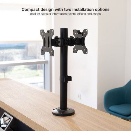 Tooq Soporte de Mesa para 2 Pantallas 17-32, DB1132TN-B, Negro